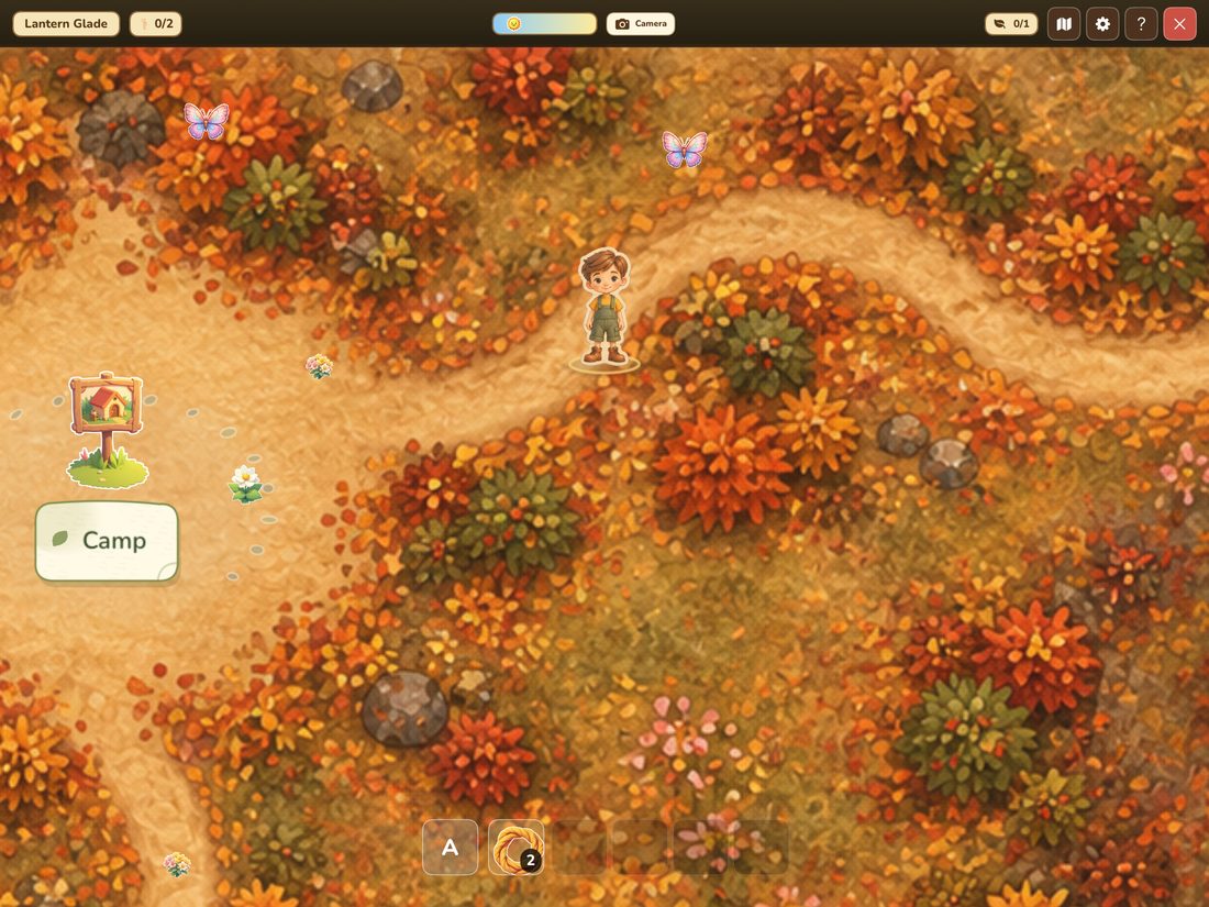 A torch lighting an autumn trail at night in Avery's Forest Adventure
