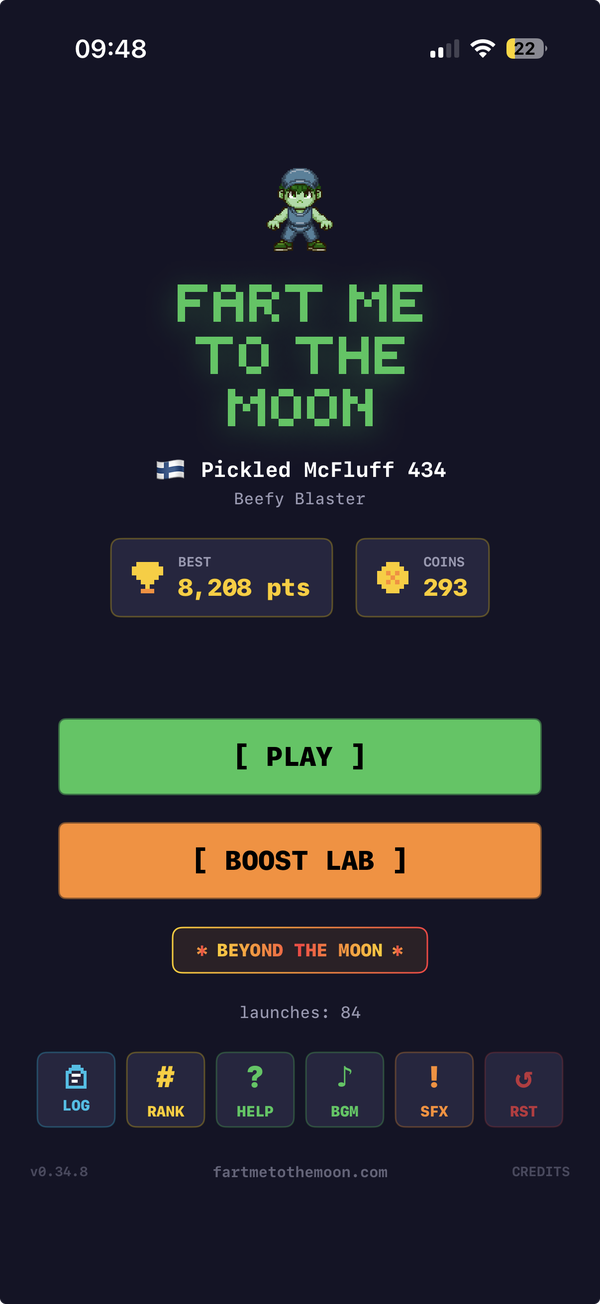 Fart Me To The Moon title screen